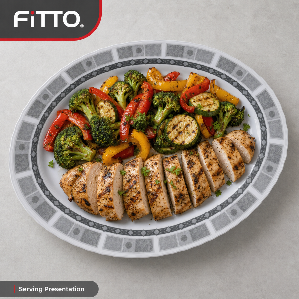 96 Pieces Melamine Wavy Oval Serving Plate, 12 Inch, Grey Geometric Border