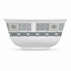 240 Pieces Melamine Rice Bowl, 3.5 Inch, Grey Geometric Border, Single Bowl for Serving Rice and Side Dishes