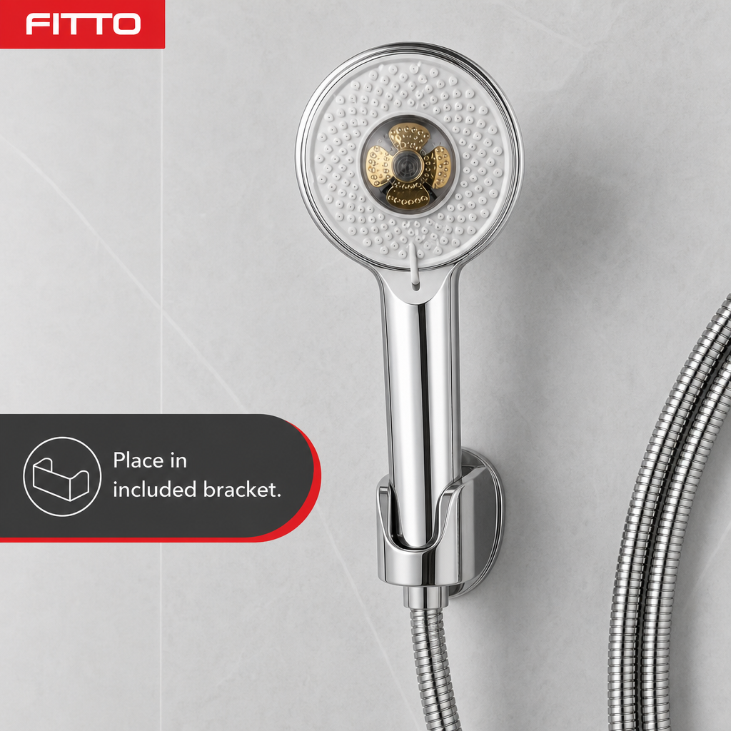 96 Pieces Silver Handheld Shower Head Set with Hose and Bracket, Round Shower Spray Fixture, 1 Set