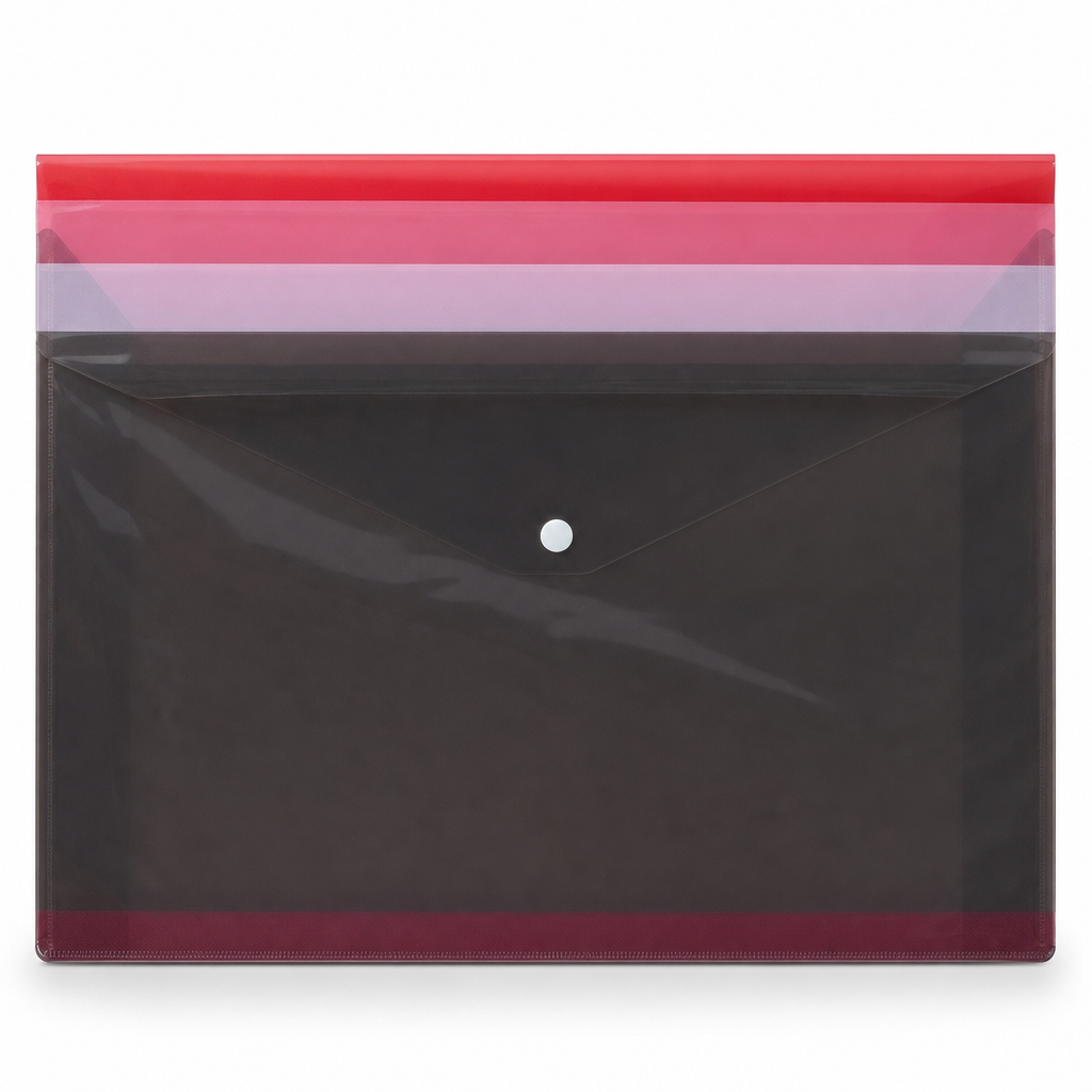 240 Pieces Transparent Plastic Button Document Folder, Assorted Colour, A4 Size, 1 Piece
