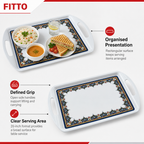 72 Pieces Melamine Rectangular Serving Trays with Handles, 20 Inch, Decorative Border