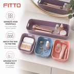 120 Pieces Cosmetic Organizers Tray Set, 4-Piece Mixed Colour Makeup Storage Trays, Long Tray With Three Square Trays