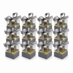 60 Pieces Silver Square Acrylic Boxes with Ribbon, 6.5 x 6.5 x 7.2 cm, 12 Pieces