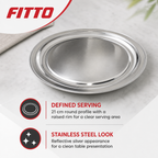 96 Pieces Stainless Steel Rice Plate, 21 cm, Round Silver Tablewares