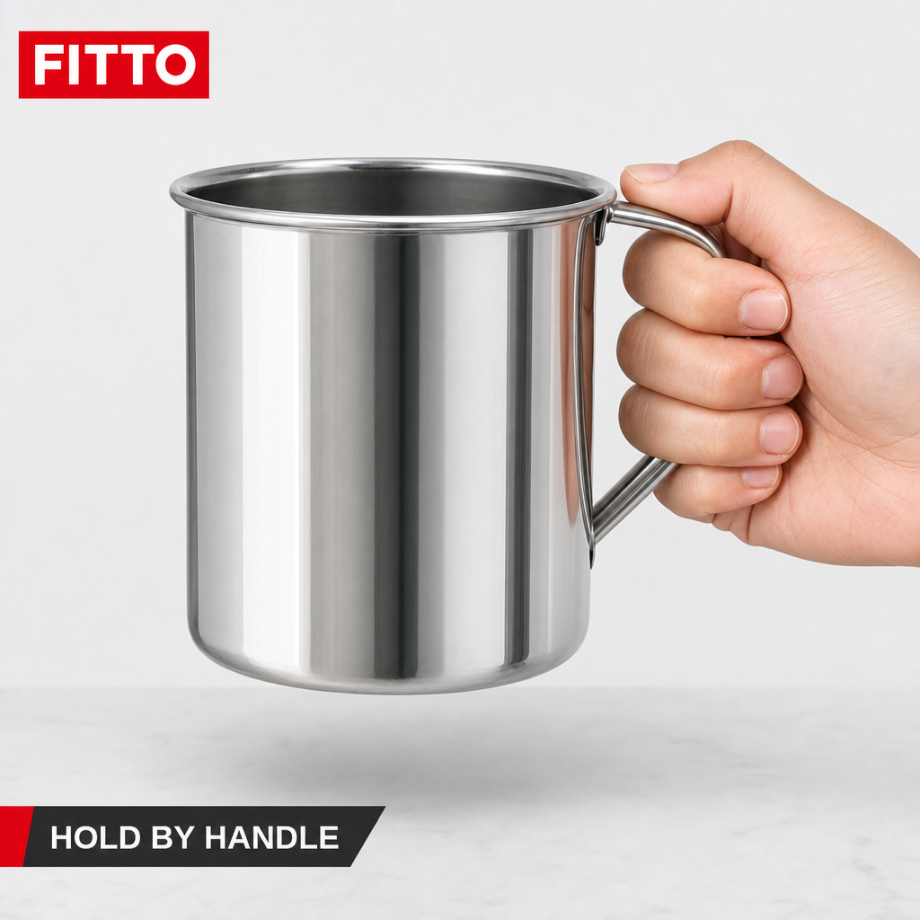120 Pieces Stainless Steel Mug With Handle, Silver, 1 Piece, 14 x 12 x 10 cm