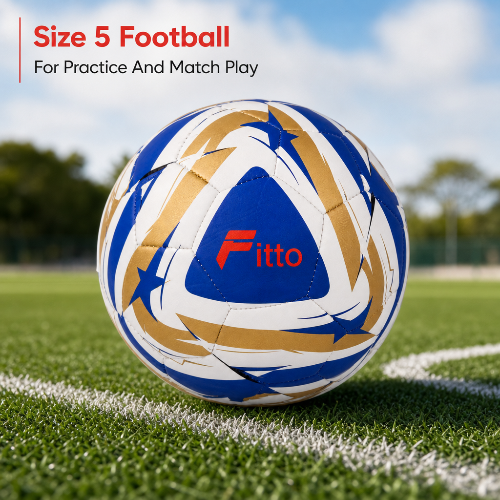 60 Pieces Size 5 Football, Gold and Blue Design, Single Ball for Practice and Match Play