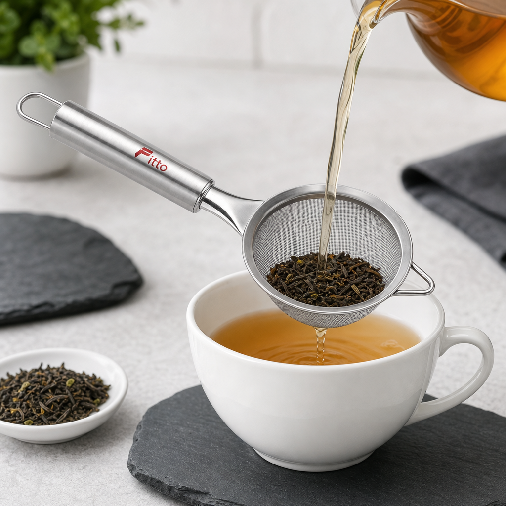 96 Pieces Tea Strainers, Stainless Steel Round Kitchen Sieve with Handle, 24 cm