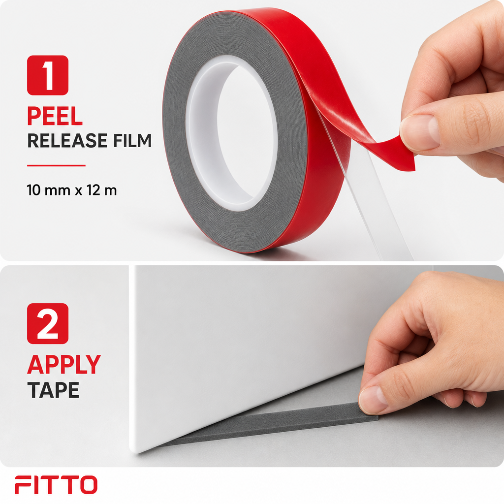 120 Pieces Grey Double-Sided Mounting Tape with Red Release Film, 10 mm x 12 m