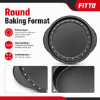 96 Pieces Carbon Steel Non-Stick Round Baking Mold with Side Handles, 37 × 33 cm, Black, 1 Piece