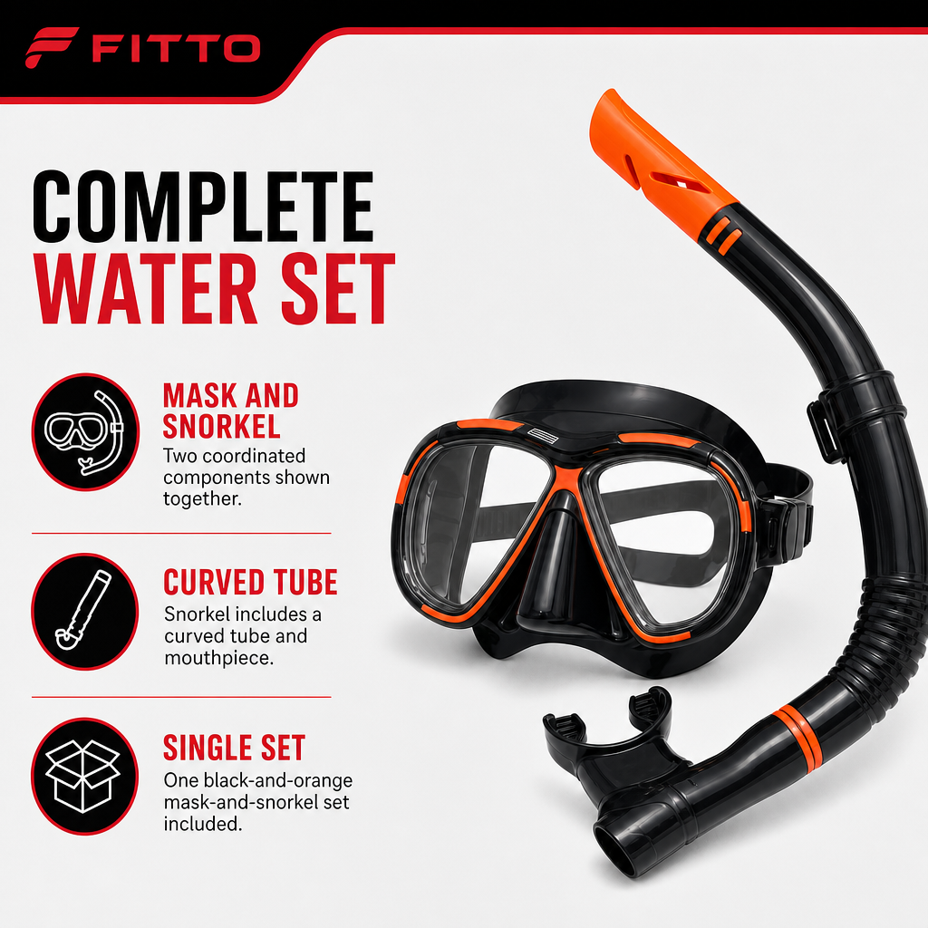 72 Pieces Swimming Mask and Snorkel Set, Black and Orange, Paired Mask with Snorkel for Pool and Beach Use