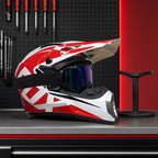 48 Pieces Full-Face Off-Road Motorcycle Helmets with Tinted Goggles, Red and White