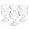 60 Pieces Double-Wall Glass Dessert Cup Set, Clear Stemmed Dessert Bowls, 6 Pieces