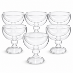 60 Pieces Double-Wall Glass Dessert Cup Set, Clear Stemmed Dessert Bowls, 6 Pieces