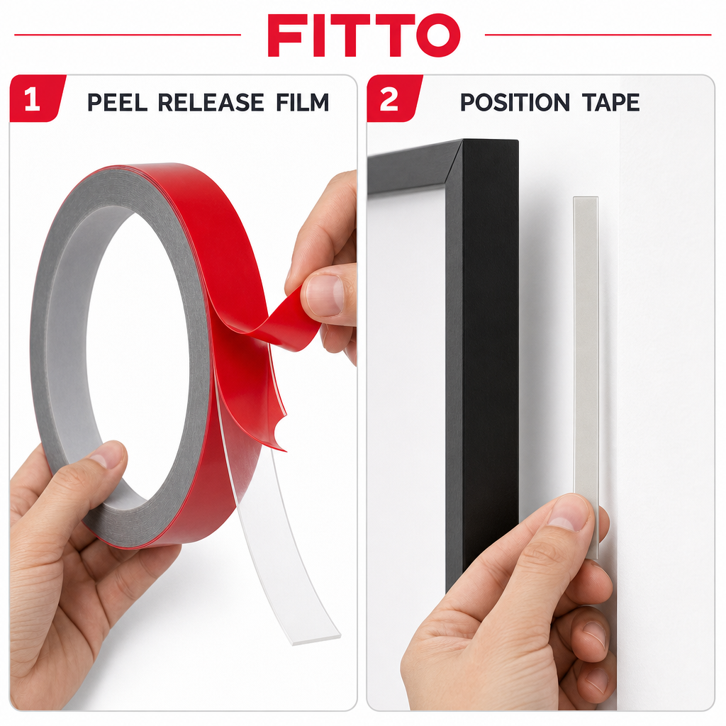120 Pieces Double-Sided Mounting Tape, Grey Adhesive Roll with Red Release Film, 10 mm x 5 m, 1 Roll