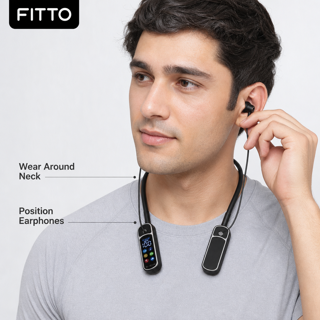 96 Pieces Wireless Neckband Earphones with Digital Display and Personalized Function