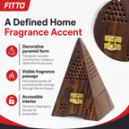 72 Pieces Wooden Pyramid Incense Burner Box, 6.5 Inch, Perforated Decorative Holder