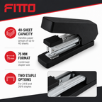 96 Pieces Black Heavy-Duty Staplers, 75 mm, 40-Sheet Capacity, Compatible with 24/6 and 26/6 Staples, 1 Piece