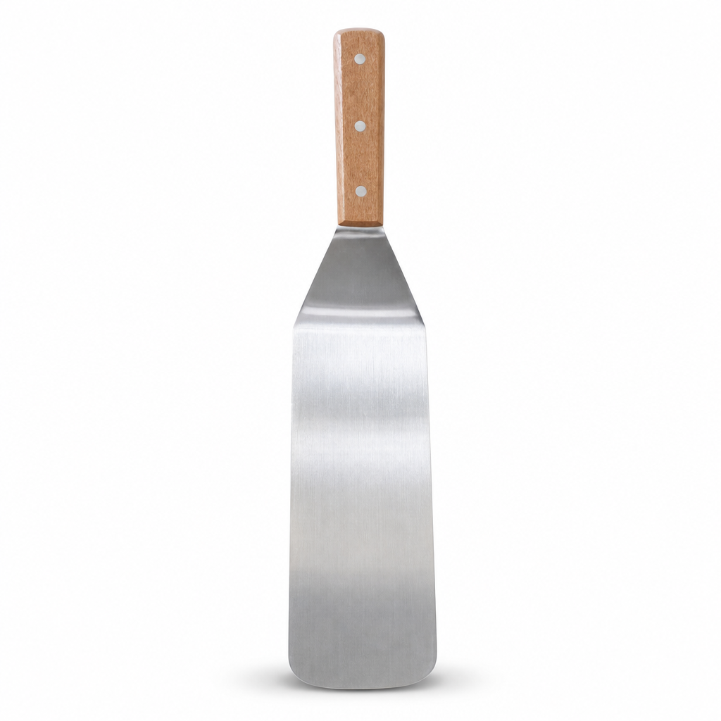 96 Pieces Stainless Steel Turner with Wooden Handle, Flat Cooking Spatula, 36.5 x 7.3 cm, 1 Piece