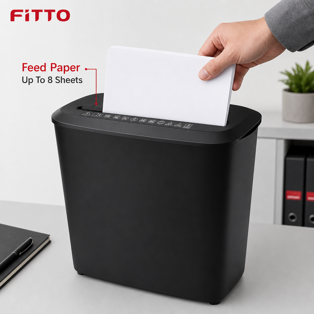 48 Pieces Paper Shredders, Strip-Cut, Up to 8 Sheets, 13L Collection Bin, 35 x 25 x 40 cm