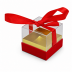 120 Pieces Acrylic Box with Ribbon, Red Square Presentation Container, 9.5 × 9.5 × 9 cm, 1 Piece