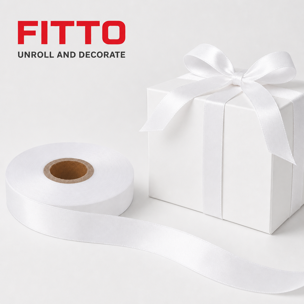 120 Pieces White Decorative Ribbon Roll, 2.8 cm x 80 yd, Craft and Wrapping Ribbon