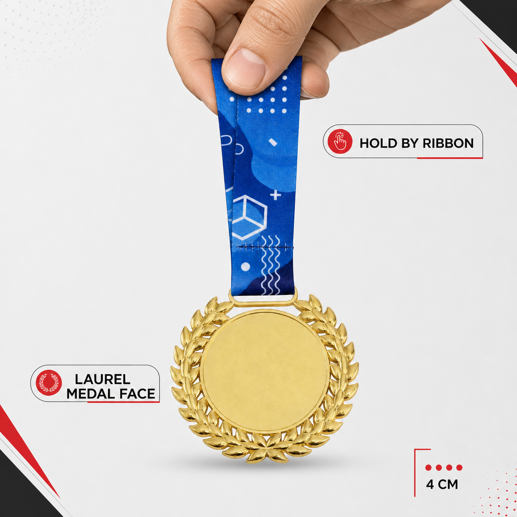 144 Pieces Laurel Sports Medal with Ribbon, 4 cm