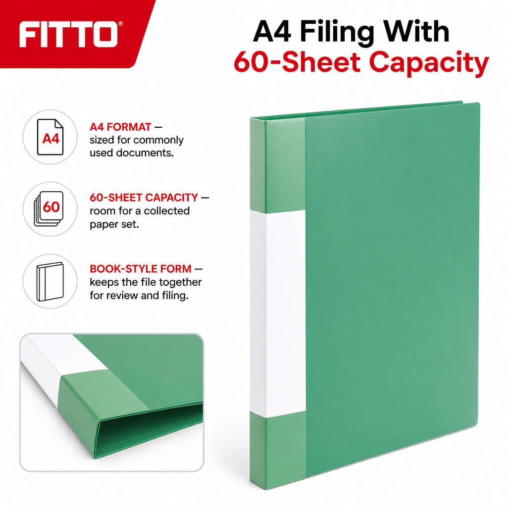 96 Pieces A4 Display Book, Green, 60 Sheets, 1 Piece