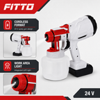 48 Pieces Cordless Paint Sprayers, 24 V Spray Gun with LED Light and Container, Red and White, 1 Unit