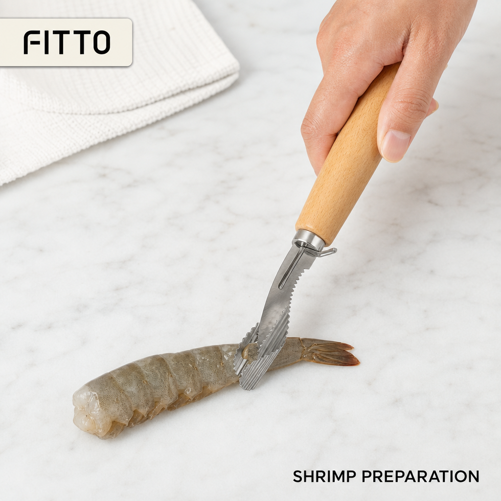 144 Pieces Shrimp Deveining Knife with Wooden Handle and Serrated Cleaning Tip, 28 cm