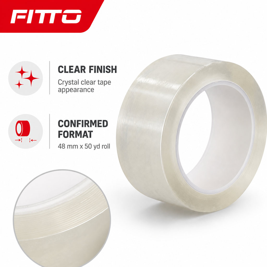 240 Pieces Crystal Clear Self-Adhesive Tapes, 48 mm x 50 yd Roll for Home, Office and Packing Use, 1 Roll