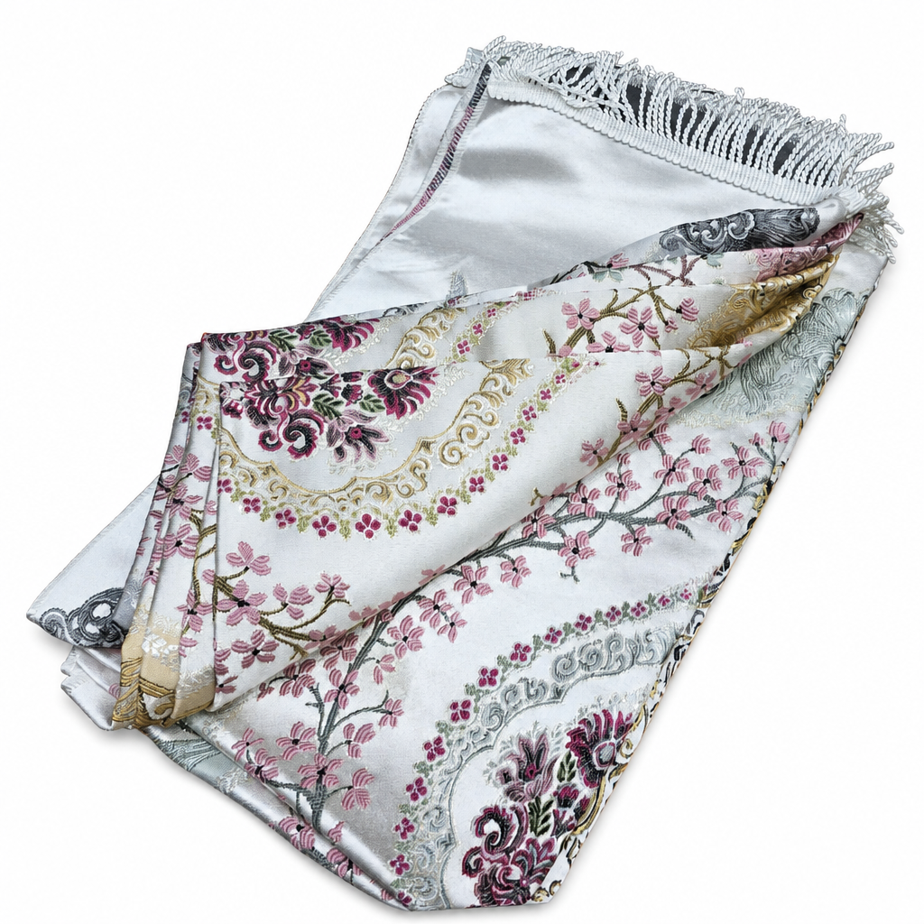 96 Pieces Floral Prayer Mats, Single-Layer Syrian-Style Textile Mat with Fringe, 30 x 22 x 4 cm