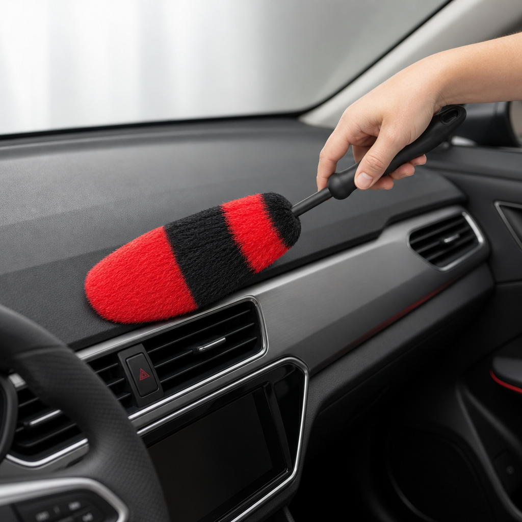 96 Pieces Car Interior Dusting Brush with Long Handle, Red and Black, 55 cm