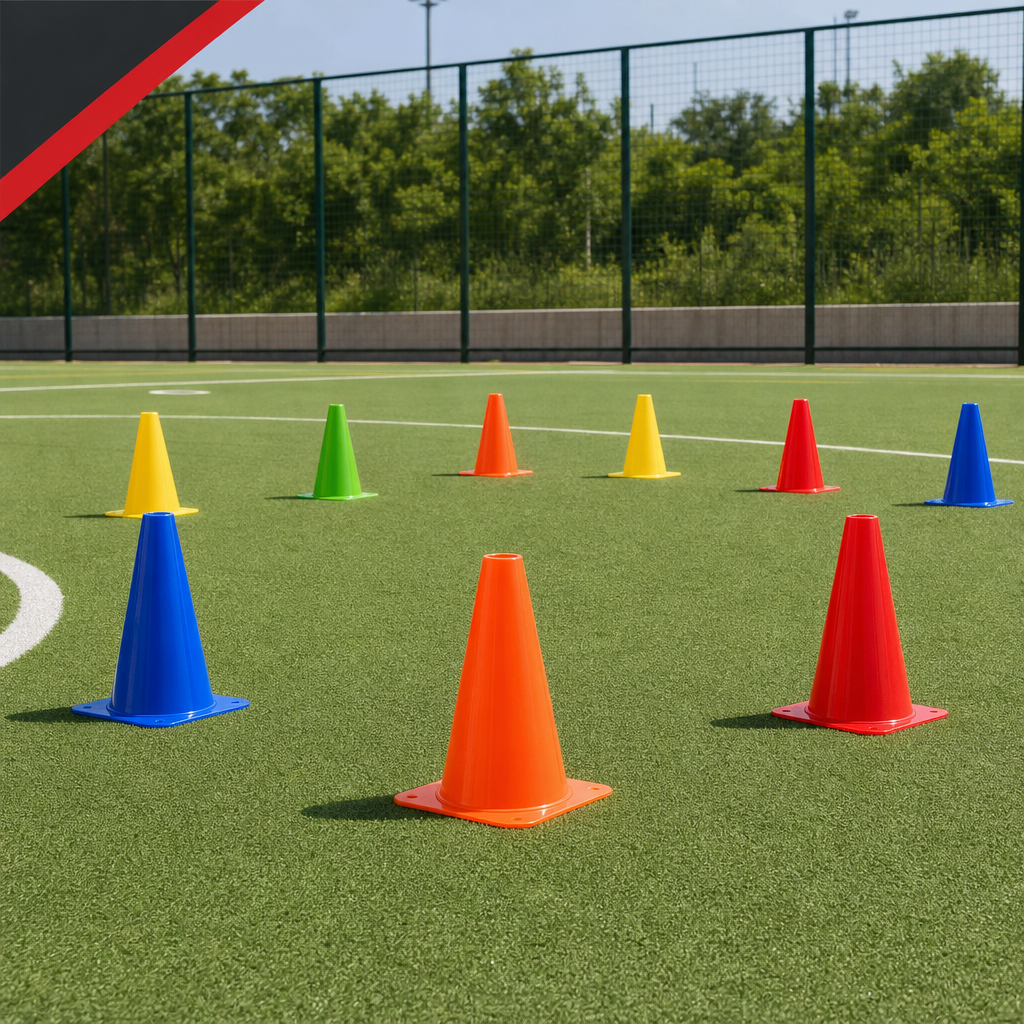 96 Pieces Plastic Training Cones, 23 cm, Multicolor, 10-Piece Pack for Sports Practice and Drills