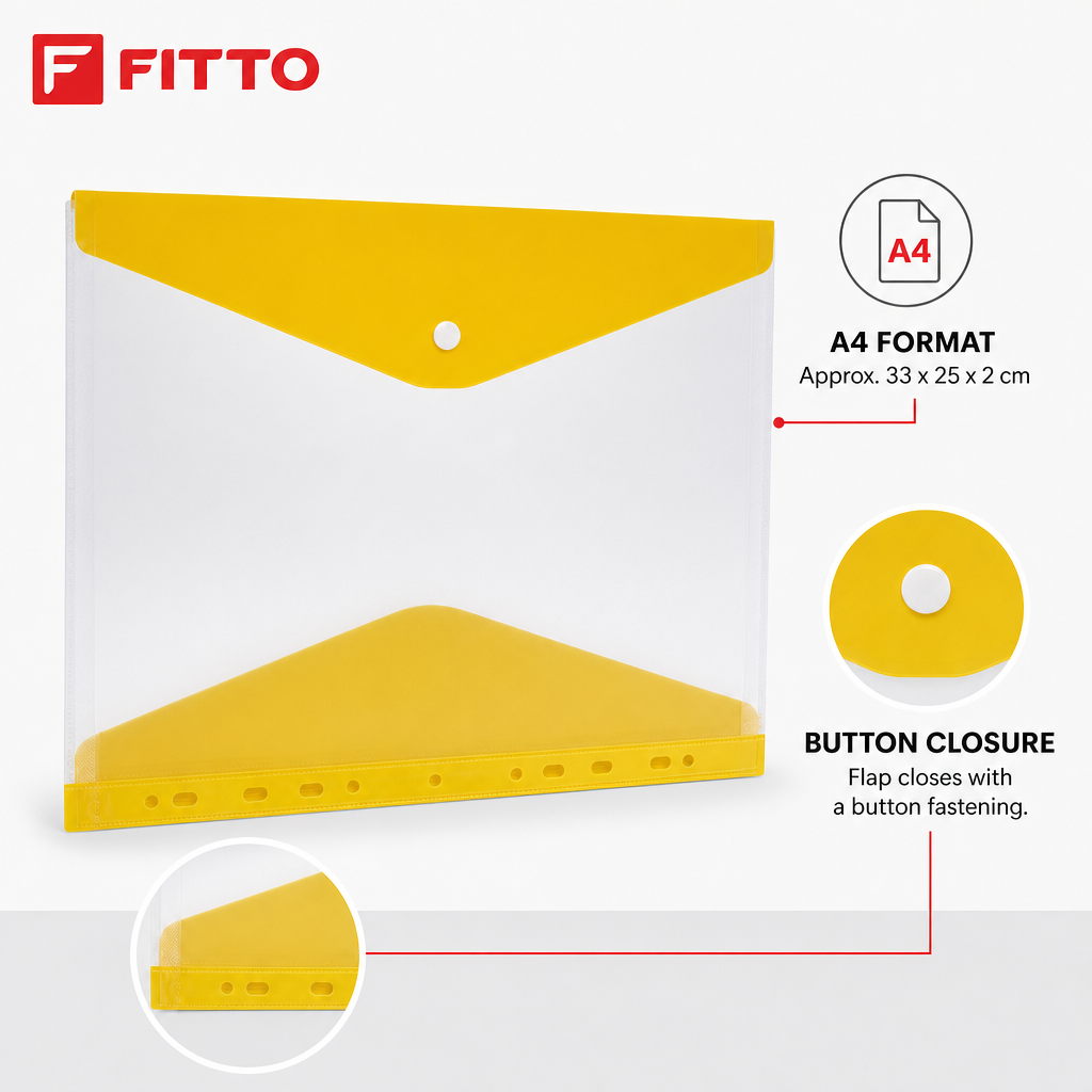 240 Pieces A4 Transparent Button Document Folder, Assorted Colour, 1 Piece