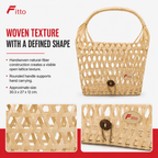 96 Pieces Handbags Natural Fiber Basket with Round Handle Beige 30.3 x 27 x 12 cm