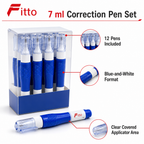 96 Pieces Correction Pens, 7 ml Blue and White Writing Correction Pens, 12-Piece Display Box