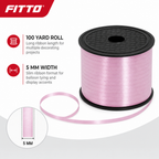 144 Pieces Pink Balloon Ribbon Roll, 5 mm x 100 yd, Party Decorations Spool for Balloon Tying and Celebration Displays
