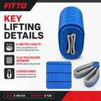 48 Pieces Heavy-Duty Polyester Flat Lift Sling Strap, 8 Ton Capacity, 6 Meter, Blue, 1 Piece