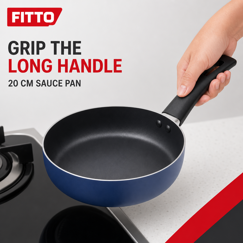 72 Pieces Sauce Pan 20 cm Non-Stick Aluminum, Blue Exterior with Black Interior, Single Cooking Pot