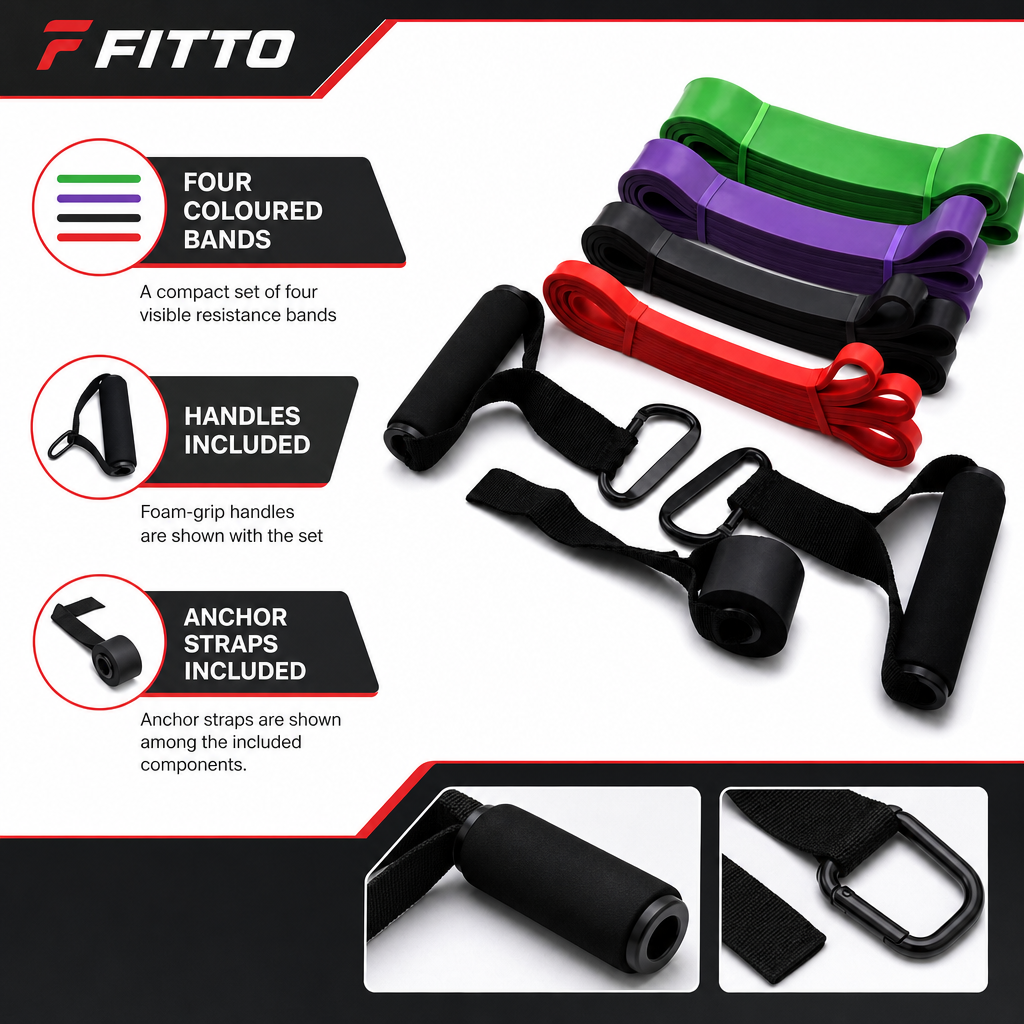 48 Pieces Resistance Bands Exercise Set, 4-Piece Home Workout Kit with Handles and Anchor Straps, Multicolor