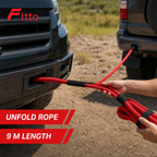 48 Pieces Kinetic Vehicle Recovery Tow Rope, 9 m, 8.2 Ton, 30% Elasticity, Red