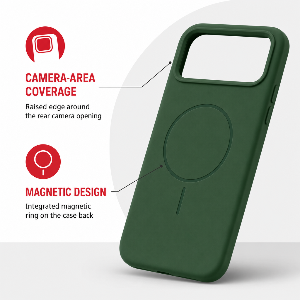 120 Pieces Silicone Magnetic Phone Cases with Raised Camera Protection, Green
