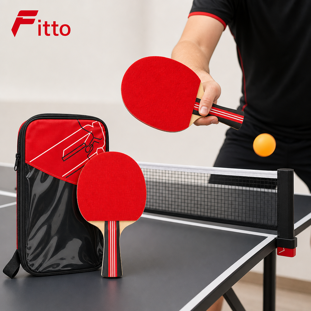 96 Pieces Table Tennis Racket Set with Balls, Red Zipper Carry Case