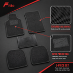 48 Pieces Car Floor Mat Sets, 3D Coil Design with Heel Pad, Black and Grey, 5-Piece