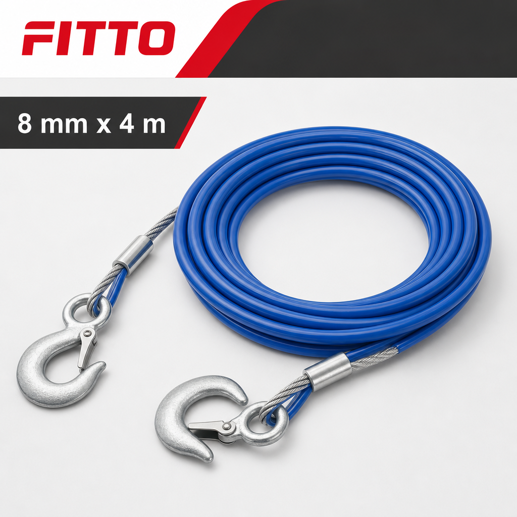 96 Pieces Tow Rope, 8 mm Stainless Steel with Blue Protective Covering, 4 m, Blue and Silver, 1 Piece