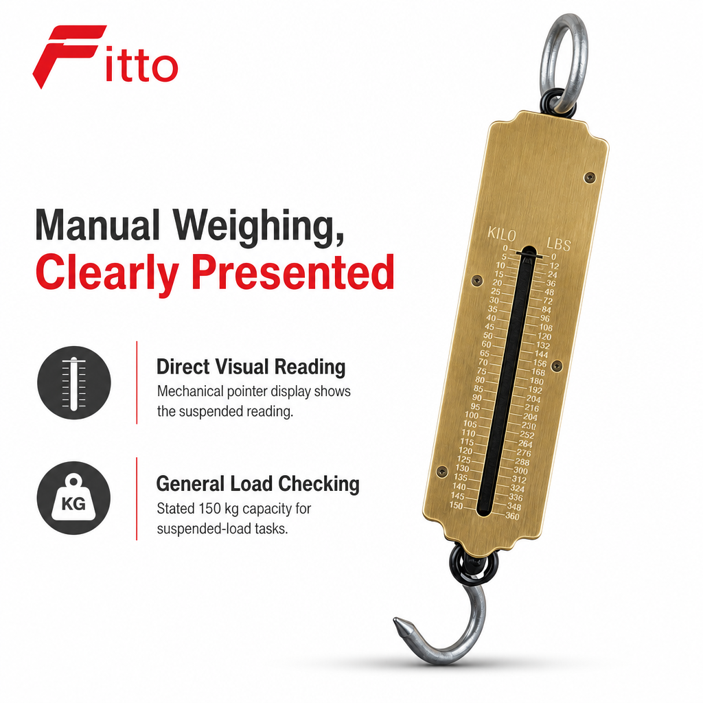 96 Pieces Mechanical Spring Hanging Scales, 150 kg Capacity, 22 cm, Brass/Black, 1 Piece
