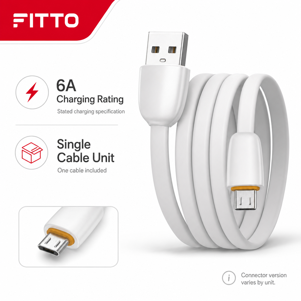 120 Pieces Fast Charging Cable, 6A, Single Cable Unit, Connector Version Varies