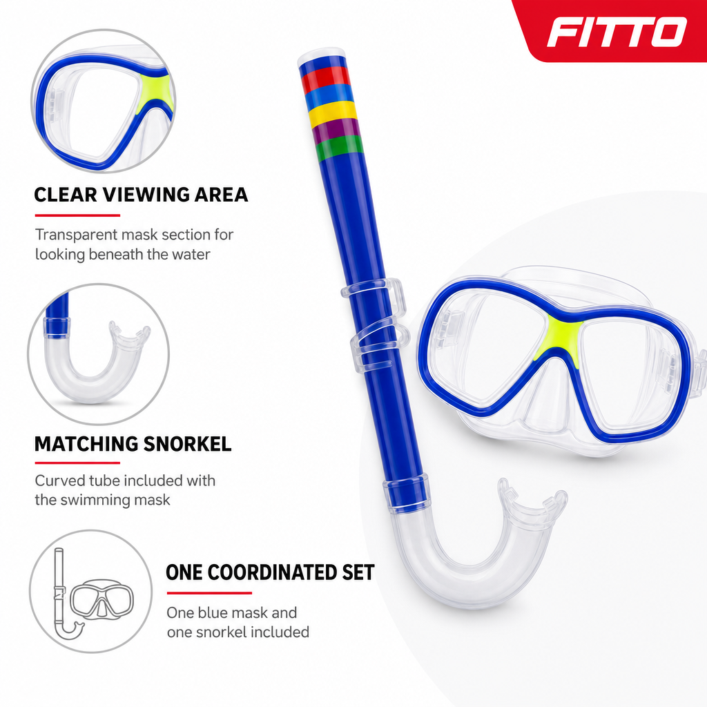 96 Pieces Swimming Mask and Snorkel Set, Blue, 1 Set for Pool and Beach Water Activities