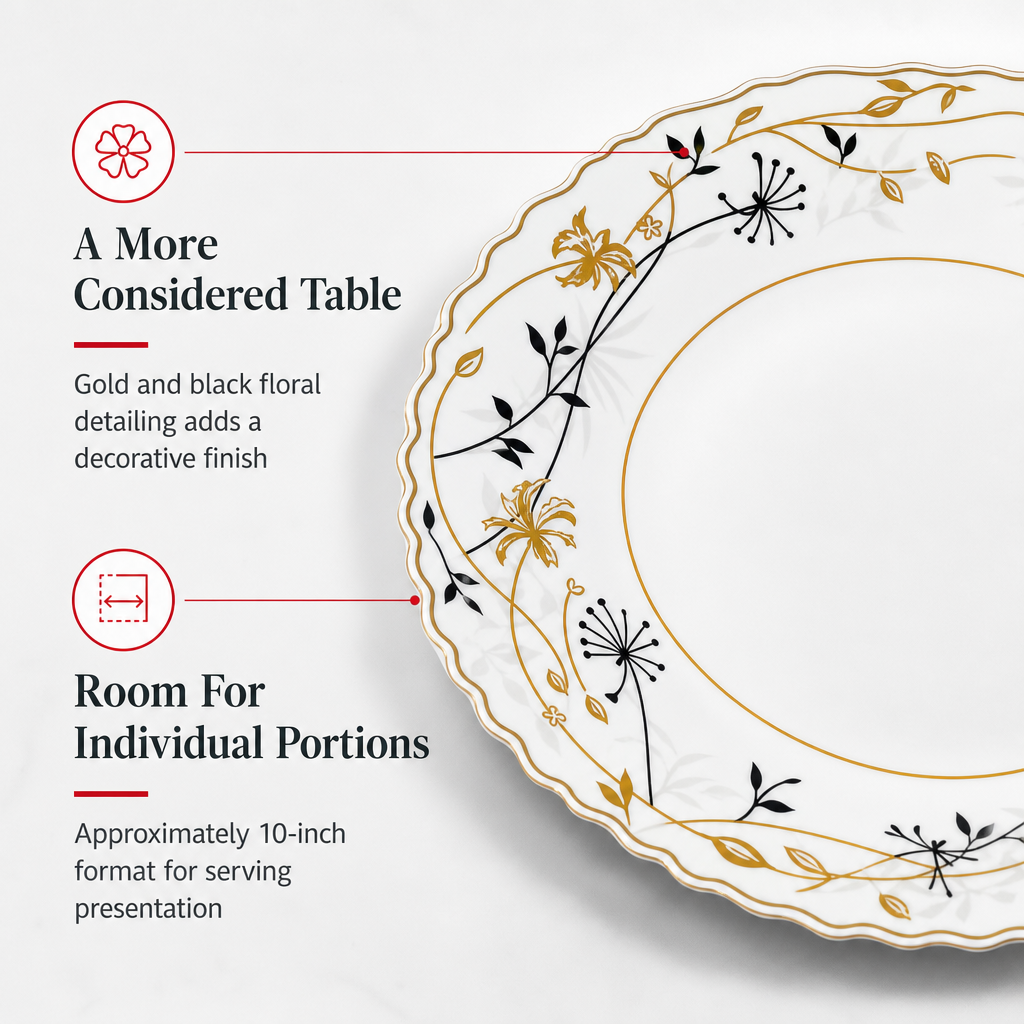 96 Pieces Opal Dinner Plate, 10 Inch, White Floral Tablewares for Dining and Table Settings