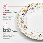 96 Pieces Opal Dinner Plate, 10 Inch, White Floral Tablewares for Dining and Table Settings
